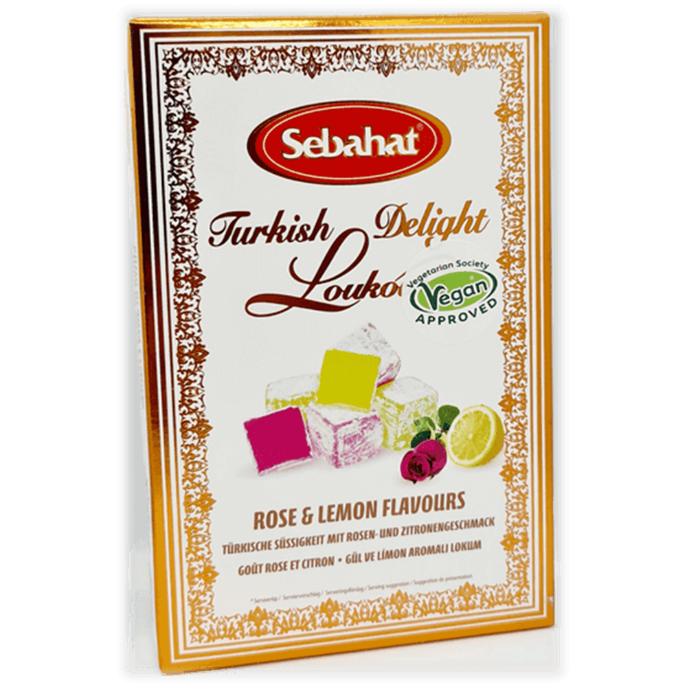 Sebahat Vegan Turkish Delight Rose and Lemon Flavours 250g